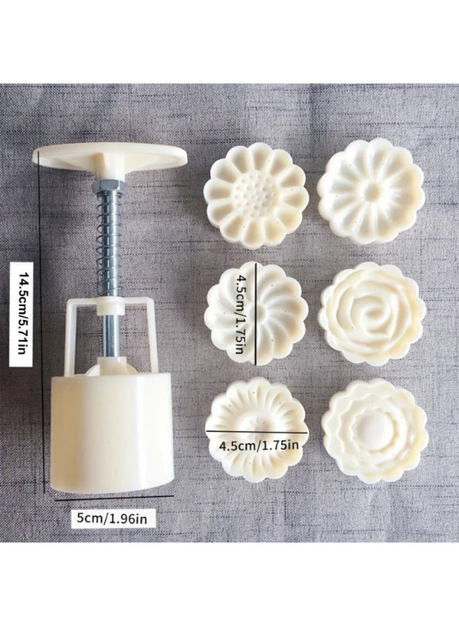 Cookie Press Mid-Autumn Festival Hand-Pressure Moon Cake Mould with 6 Pcs Mode Pattern for 1 Sets - Image 3